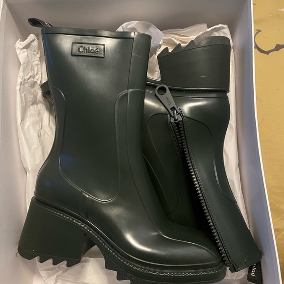 Chloe Shoes - Chloe Dark Green Rain Boots
